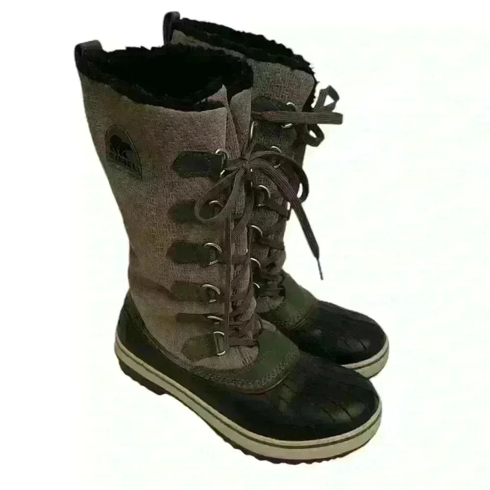 Sorel Women's Tivoli Boot Waterproof Snow Winter Gray Leather Mid Lace Up Size 7